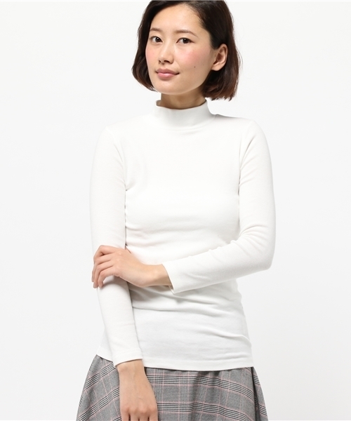 OUTLET(アウトレット)の「【mystic】ハイネックロンティー(Tシャツ/カットソー・レディース・オフホワイト/チャコールグレー/ブラック・FREE)」の1枚目の写真