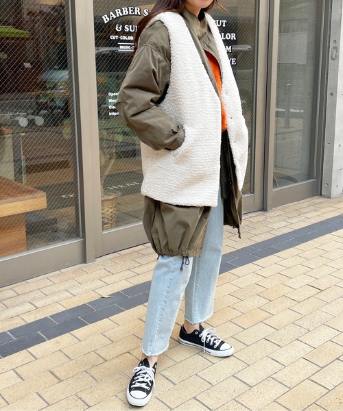 ラリーキルト　ボア　リバーシブル　ベスト ラリーキルト ボア リバーシブル ベスト セール】ボア×キルト