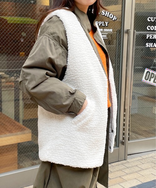 ラリーキルト ボア リバーシブル ベスト セール】ボア×キルト