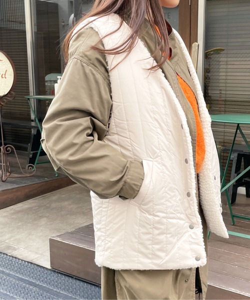 Meli rich（メリーリッチ）の「ボア×キルトリバーシブルベスト（ベスト・レディース・ブラウン/アイボリー/ライトベージュ・MEDIUM）」の6枚目の写真