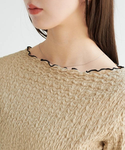 ECRIRE（エクリール）の「配色ジャガードシアーインナー（Tシャツ/カットソー・レディース・ブラック/グリーン/アイボリー/ベージュ・M）」の18枚目の写真