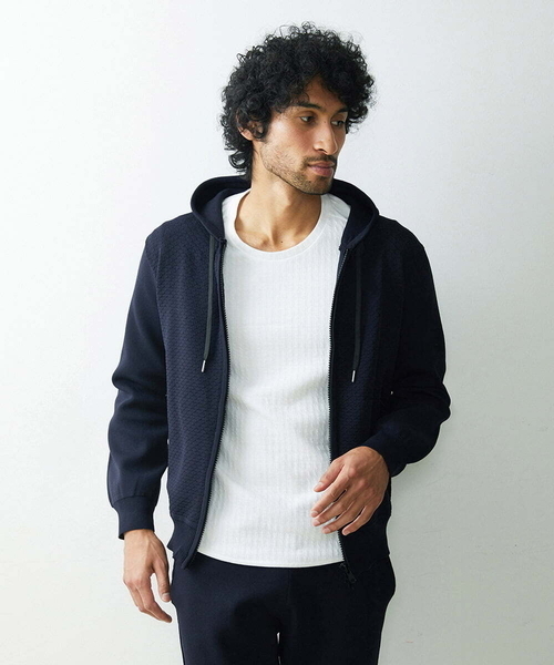 MICHEL KLEIN HOMME (ミッシェルクランオム)の「ニットZIPアップパーカー(パーカー・メンズ・ネイビー/ブルー・X-LARGE/LARGE/MEDIUM)」の2枚目の写真