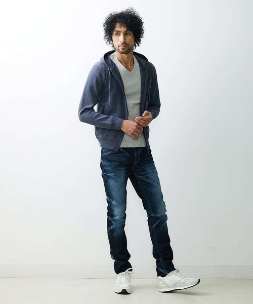 MICHEL KLEIN HOMME (ミッシェルクランオム)の「ニットZIPアップパーカー(パーカー・メンズ・ネイビー/ブルー・X-LARGE/LARGE/MEDIUM)」の6枚目の写真