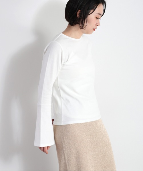 cepo(セポ)の「フレアスリーブロンTee(Tシャツ/カットソー・レディース・オフホワイト/ブラック・FREE)」の6枚目の写真