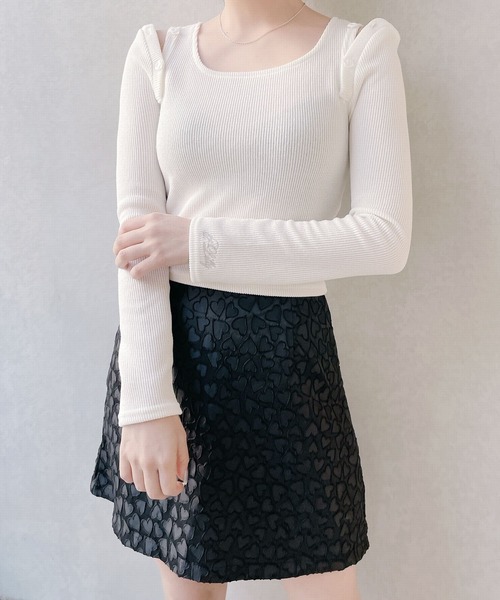 lilLilly（リルリリー）の「ショルダーカットリブトップス（Tシャツ/カットソー・レディース・ホワイト/ブラック/ピンク・FREE）」の9枚目の写真