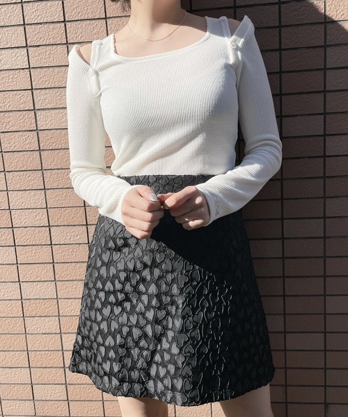 lilLilly（リルリリー）の「ショルダーカットリブトップス（Tシャツ/カットソー・レディース・ホワイト/ブラック/ピンク・FREE）」の18枚目の写真