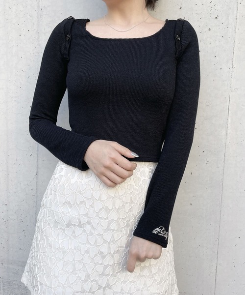 lilLilly（リルリリー）の「ショルダーカットリブトップス（Tシャツ/カットソー・レディース・ホワイト/ブラック/ピンク・FREE）」の10枚目の写真