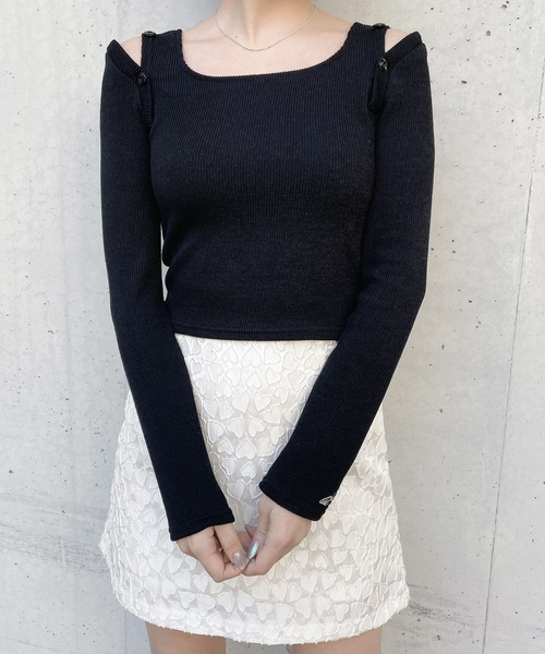 lilLilly（リルリリー）の「ショルダーカットリブトップス（Tシャツ/カットソー・レディース・ホワイト/ブラック/ピンク・FREE）」の16枚目の写真