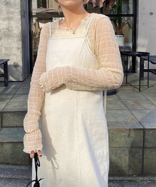 CAPRICIEUX LE'MAGE（カプリシューレマージュ）の「チュールシャーリングプルオーバー（Tシャツ/カットソー・レディース・ブラック/ベージュ/ホワイト・FREE）」の13枚目の写真