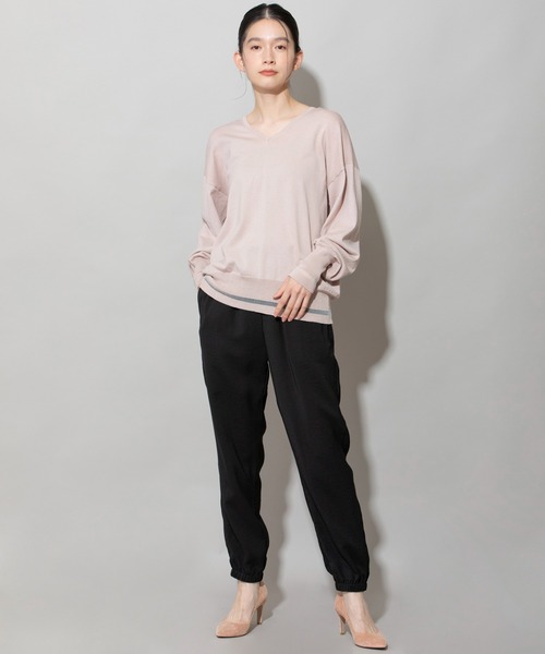 Munich（ミューニック）の「マーセライズコットンニットＶネックプルオーバー（ニット/セーター・レディース・ブラック/ブルー/ピンクベージュ・FREE）」の7枚目の写真