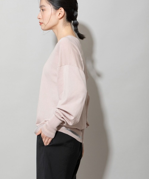 Munich（ミューニック）の「マーセライズコットンニットＶネックプルオーバー（ニット/セーター・レディース・ブラック/ブルー/ピンクベージュ・FREE）」の13枚目の写真