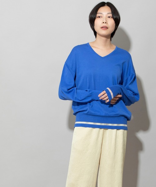 Munich（ミューニック）の「マーセライズコットンニットＶネックプルオーバー（ニット/セーター・レディース・ブラック/ブルー/ピンクベージュ・FREE）」の22枚目の写真