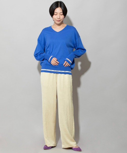 Munich（ミューニック）の「マーセライズコットンニットＶネックプルオーバー（ニット/セーター・レディース・ブラック/ブルー/ピンクベージュ・FREE）」の19枚目の写真