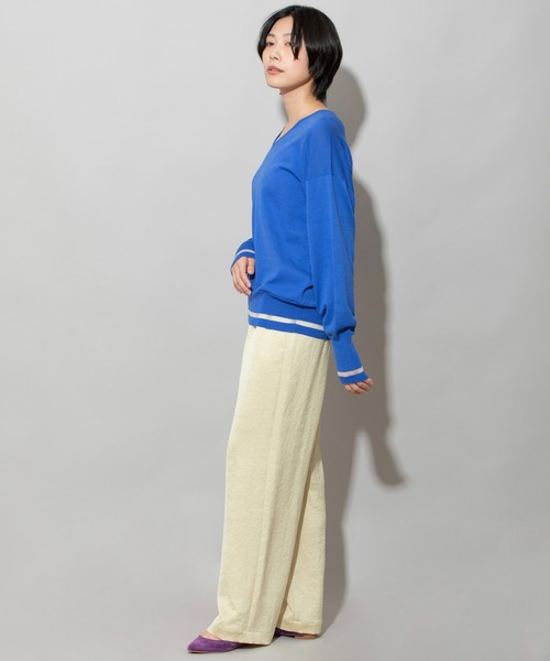 Munich（ミューニック）の「マーセライズコットンニットＶネックプルオーバー（ニット/セーター・レディース・ブラック/ブルー/ピンクベージュ・FREE）」の20枚目の写真