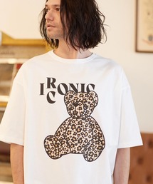 mt8406- レオパード×花柄ベアプリントビッグシルエットTシャツ