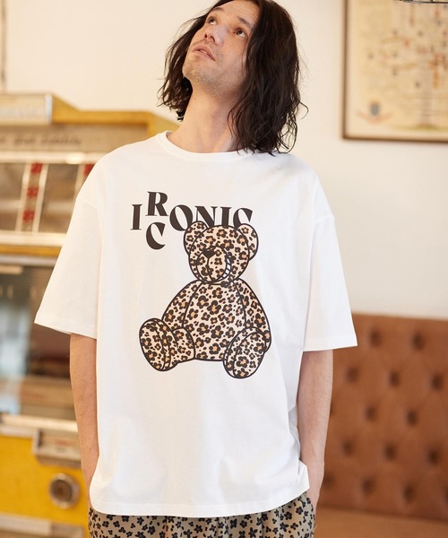 CAMBIO（カンビオ）の「mt8406- レオパード×花柄ベアプリントビッグシルエットTシャツ（Tシャツ/カットソー・メンズ・ホワイト/ベージュ/ブルー系その他・S/M/L/XL）」の22枚目の写真