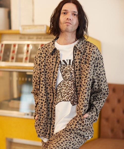 CAMBIO（カンビオ）の「mt8406- レオパード×花柄ベアプリントビッグシルエットTシャツ（Tシャツ/カットソー・メンズ・ホワイト/ベージュ/ブルー系その他・S/M/L/XL）」の16枚目の写真