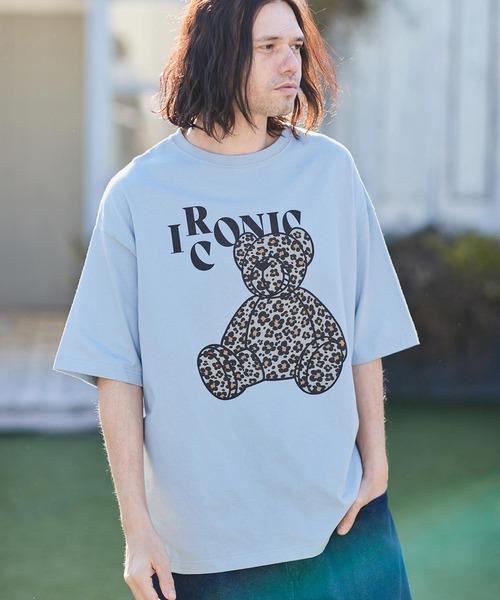 CAMBIO（カンビオ）の「mt8406- レオパード×花柄ベアプリントビッグシルエットTシャツ（Tシャツ/カットソー・メンズ・ホワイト/ベージュ/ブルー系その他・S/M/L/XL）」の8枚目の写真