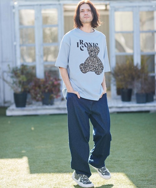 CAMBIO（カンビオ）の「mt8406- レオパード×花柄ベアプリントビッグシルエットTシャツ（Tシャツ/カットソー・メンズ・ホワイト/ベージュ/ブルー系その他・S/M/L/XL）」の14枚目の写真