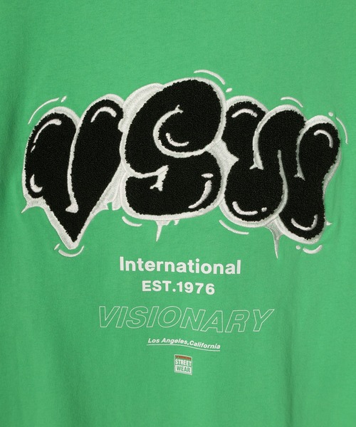 VISION STREET WEAR(ヴィジョンストリートウェア)の「【VISION STREET WEAR/ヴィジョンストリートウェア】VSWバルーンロゴ刺繍Tシャツ/バックプリント/ビッグシルエット(Tシャツ/カットソー・メンズ・ホワイト/ブラック/ライトグリーン・M/L/XL)」の5枚目の写真