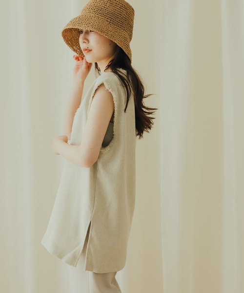 SENSE OF PLACE by URBAN RESEARCH（センスオブプレイスバイアーバンリサーチ）の「ツイードVネックフリンジジレ（ベスト・レディース・ブラック/グレー系その他/ベージュ系その他・ONE）」の4枚目の写真