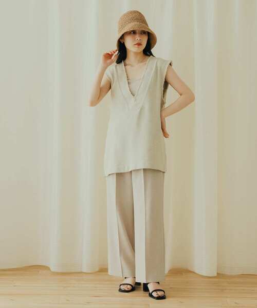 SENSE OF PLACE by URBAN RESEARCH（センスオブプレイスバイアーバンリサーチ）の「ツイードVネックフリンジジレ（ベスト・レディース・ブラック/グレー系その他/ベージュ系その他・ONE）」の5枚目の写真