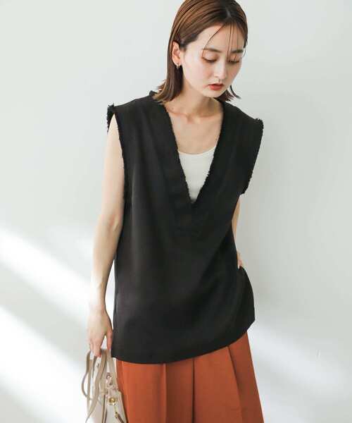 SENSE OF PLACE by URBAN RESEARCH（センスオブプレイスバイアーバンリサーチ）の「ツイードVネックフリンジジレ（ベスト・レディース・ブラック/グレー系その他/ベージュ系その他・ONE）」の12枚目の写真