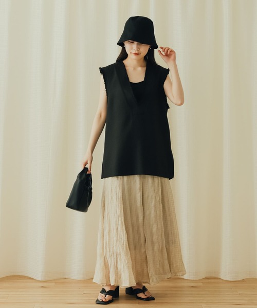 SENSE OF PLACE by URBAN RESEARCH（センスオブプレイスバイアーバンリサーチ）の「ツイードVネックフリンジジレ（ベスト・レディース・ブラック/グレー系その他/ベージュ系その他・ONE）」の19枚目の写真