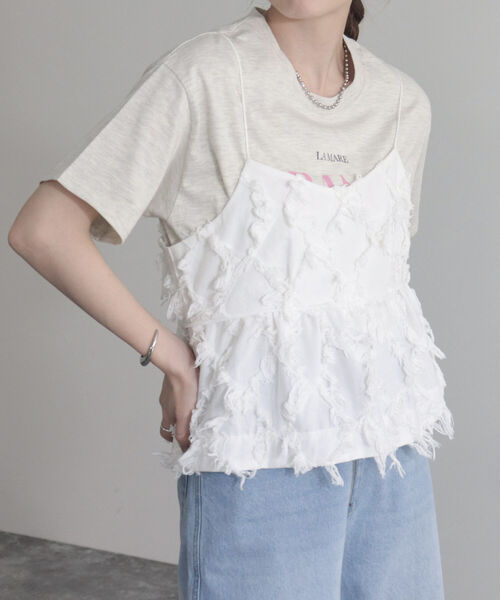 fredy emue(フレディエミュ)の「フリンジ2WAYビスチェ(シャツ/ブラウス・レディース・オフホワイト/チャコールグレー・38)」の14枚目の写真