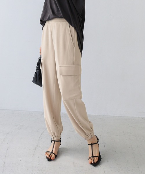 andme（アンドミー）の「梨地ポンチカーゴジョガーパンツ（カーゴパンツ・レディース・カーキ/ライトベージュ/グレイッシュベージュ/ブラック・M/L）」の11枚目の写真