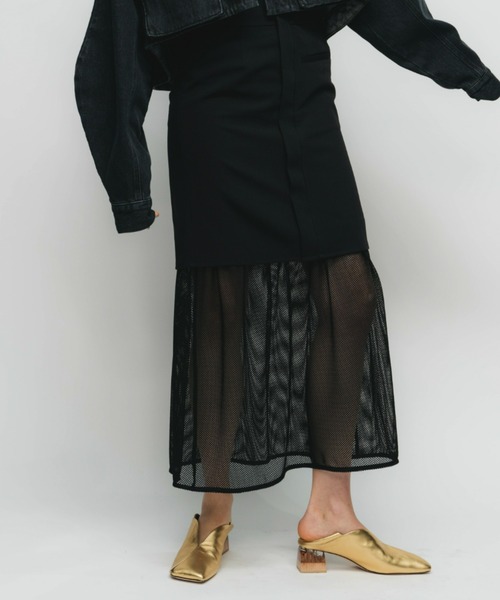 led.tokyo（レッドトウキョウ）の「【led.tokyo】ドッキングメッシュマーメイドスカート（スカート・レディース・グレー/ブラック・2/1）」の5枚目の写真