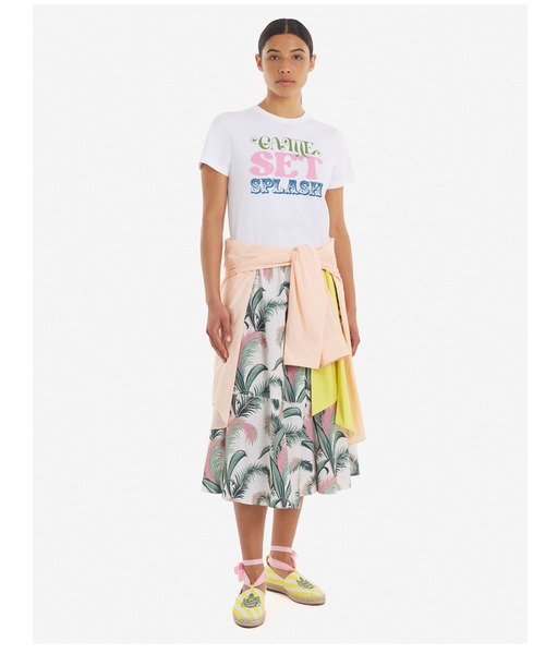 美品 MAISON KITSUNE ラップ ベルテッド スカート 34 グリーン 悲しく  