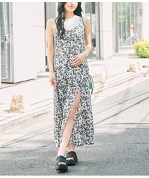 花柄スリットキャミソールワンピース