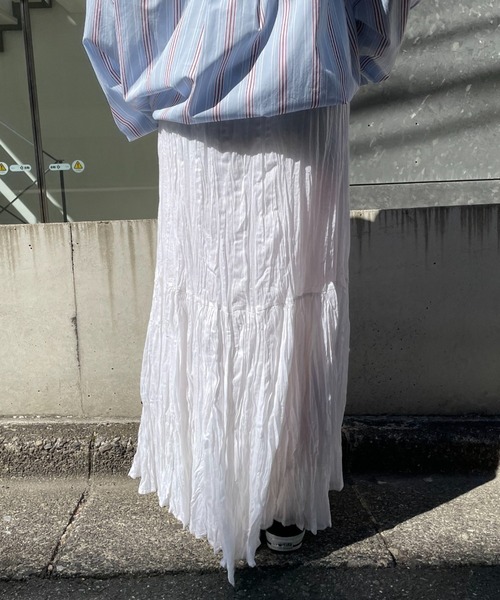 CIAOPANIC（チャオパニック）の「ボイルボリュームロングティアードスカート（スカート・レディース・ブラック/レッド/オフホワイト/グリーン・FREE）」の7枚目の写真