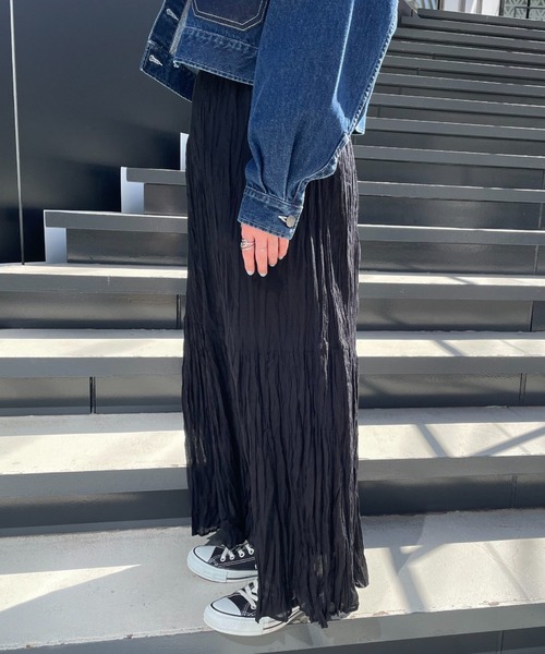 CIAOPANIC（チャオパニック）の「ボイルボリュームロングティアードスカート（スカート・レディース・ブラック/レッド/オフホワイト/グリーン・FREE）」の18枚目の写真