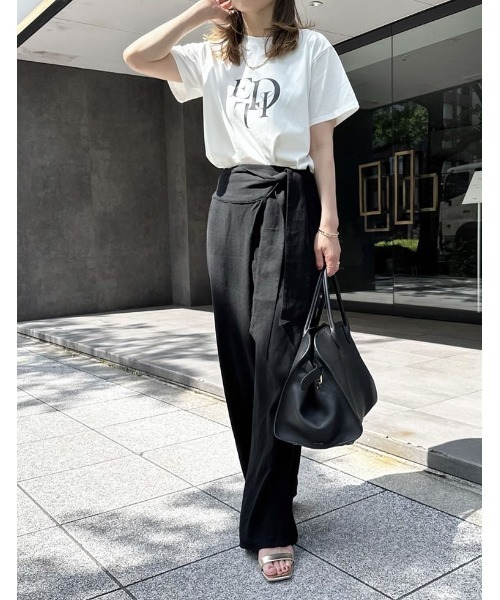 Re:EDIT（リエディ）の「[2023 SUMMER COLLECTION][低身長サイズ有]リネンブレンドラップワイドパンツ（その他パンツ・レディース・ブラック/モカ/アイボリー・MEDIUM/SHORT/LARGE）」の10枚目の写真