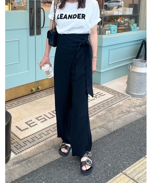 Re:EDIT（リエディ）の「[2023 SUMMER COLLECTION][低身長サイズ有]リネンブレンドラップワイドパンツ（その他パンツ・レディース・ブラック/モカ/アイボリー・MEDIUM/SHORT/LARGE）」の11枚目の写真