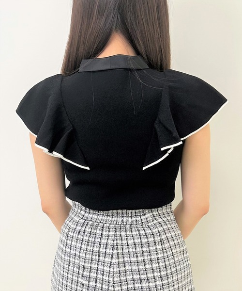 INGNI(イング)の「異素材ボウタイフリルニット(ニット/セーター・レディース・ホワイト×ブラック/ブラック×ホワイト/ブルー系2・M)」の20枚目の写真
