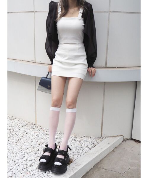 EVRIS（エヴリス）の「【インナーパンツ付き】ウエストデザインミニスカート（スカート・レディース・ブラック/ホワイト・FREE）」の4枚目の写真