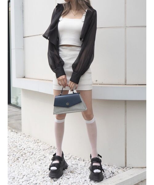 EVRIS（エヴリス）の「【インナーパンツ付き】ウエストデザインミニスカート（スカート・レディース・ブラック/ホワイト・FREE）」の5枚目の写真