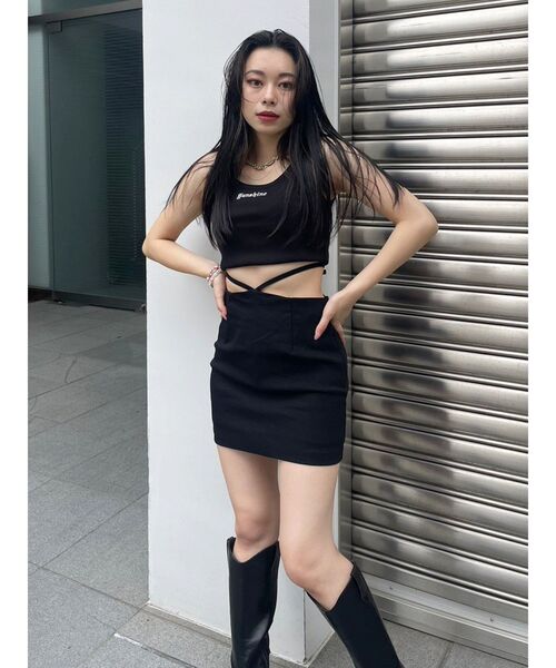 EVRIS（エヴリス）の「【インナーパンツ付き】ウエストデザインミニスカート（スカート・レディース・ブラック/ホワイト・FREE）」の8枚目の写真