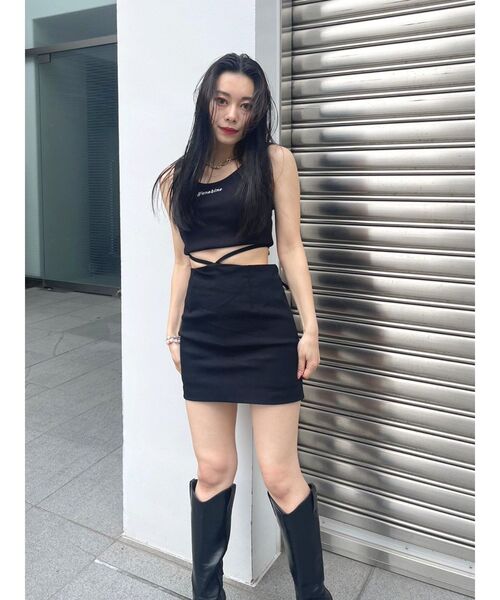 EVRIS（エヴリス）の「【インナーパンツ付き】ウエストデザインミニスカート（スカート・レディース・ブラック/ホワイト・FREE）」の9枚目の写真