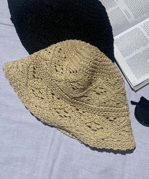 WEGO（ウィゴー）の「WEGO/ナチュラルクロシェハット（ハット・レディース・ベージュ/ブラック・FREE）」の5枚目の写真