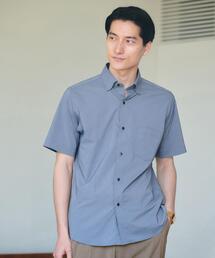 green label relaxing | ポリエステル ラッカン スタンダード スナップダウン 半袖 ドレスシャツ -ストレッチ・吸水速乾-(ビジネスシャツ)