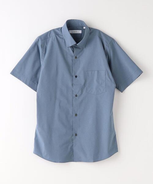 green label relaxing（グリーンレーベルリラクシング）の「ポリエステル ラッカン スタンダード スナップダウン 半袖 ドレスシャツ -ストレッチ・吸水速乾-（ビジネスシャツ・メンズ・ホワイト/ネイビー・S/M/L/XL）」の10枚目の写真