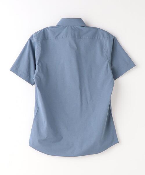 green label relaxing（グリーンレーベルリラクシング）の「ポリエステル ラッカン スタンダード スナップダウン 半袖 ドレスシャツ -ストレッチ・吸水速乾-（ビジネスシャツ・メンズ・ホワイト/ネイビー・S/M/L/XL）」の4枚目の写真