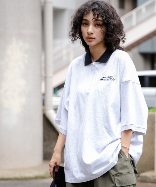 WEGO（ウィゴー）の「WEGO/ヘビーウエイトハーフジップワンポイントT（Tシャツ/カットソー・メンズ・ブラック/グレー/ホワイト系その他5/グリーン系その他5・MEDIUM/LARGE）」の5枚目の写真