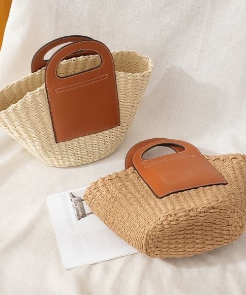 SETUP7（セットアップセブン）の「【SETUP7】異素材コンビかごバッグ SCCH355（かごバッグ・レディース・ベージュ/アイボリー・FREE）」の3枚目の写真