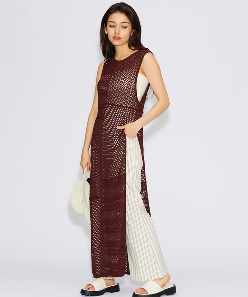 FOREVER 21（フォーエバー トゥエンティーワン）の「切り替えニットロングワンピース（ワンピース・レディース・ブラウン/オフホワイト/グリーン・FREE）」の2枚目の写真