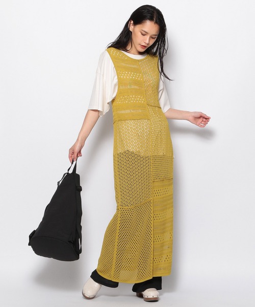 FOREVER 21（フォーエバー トゥエンティーワン）の「切り替えニットロングワンピース（ワンピース・レディース・ブラウン/オフホワイト/グリーン・FREE）」の6枚目の写真